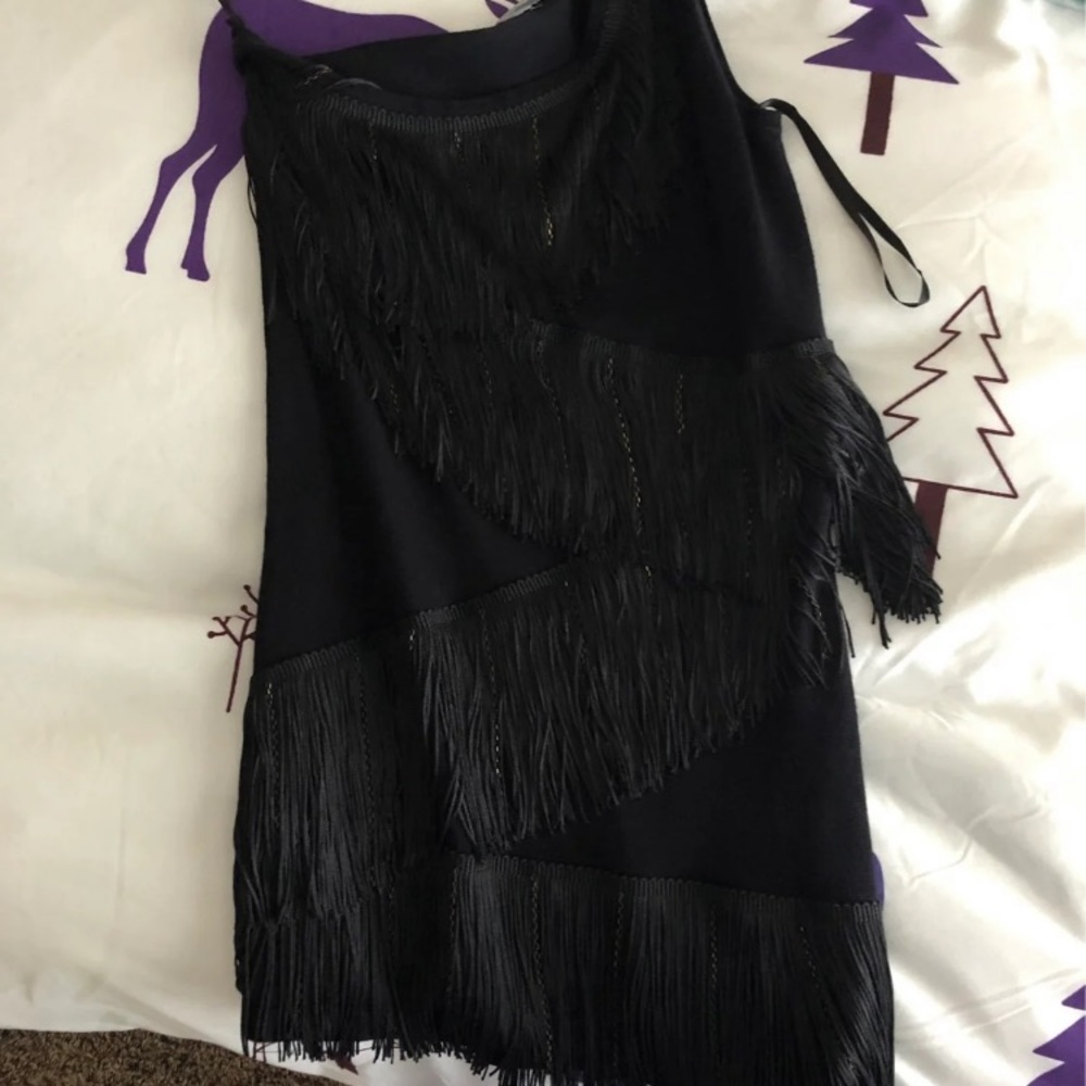 Fringe one shoulder top